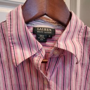 Pink and white striped Ralph Lauren blouse size M